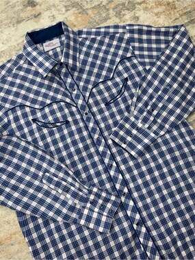 Vintage Kenny Rogers Western Collection Karman Plaid Pearl Snap Shirt 17/35 USA